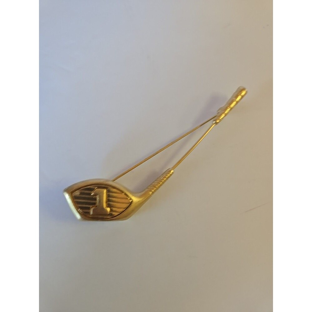 Vintage Tona Golf Club Brooch Pin Gold Tone Sports Jewelry Large 3.5 in Driver
